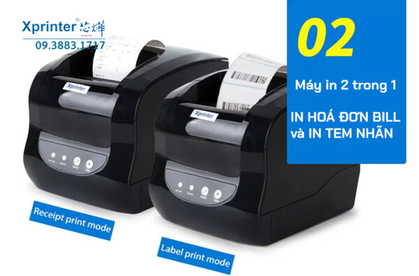 Máy in mã vạch XP-365B: Tốc độ 127mm/s, hỗ trợ giấy 82mm, cảm biến tự động