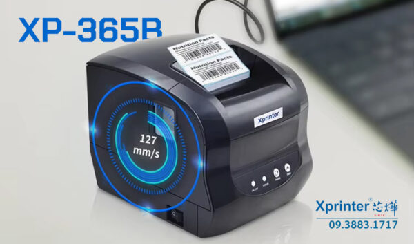 Máy in mã vạch XP-365B: Tốc độ 127mm/s, hỗ trợ giấy 82mm, cảm biến tự động