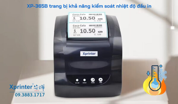Máy in mã vạch XP-365B: Tốc độ 127mm/s, hỗ trợ giấy 82mm, cảm biến tự động
