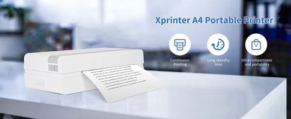 Máy in A4 để bàn D82: Tốc độ 100mm/s, in không dây, cắt giấy tự động