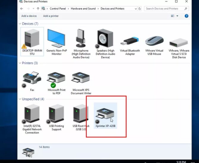 Driver Máy In Tem USB Trên Windows đã được cài đặt