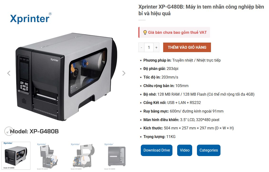 Xprinter XP-G480B: Giải pháp kết nối đa nền tảng