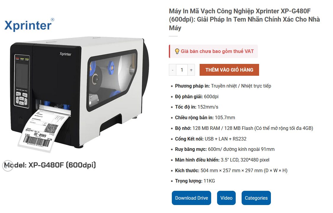 Xprinter XP-G480F: "Chiến binh" thép cho môi trường khắc nghiệt