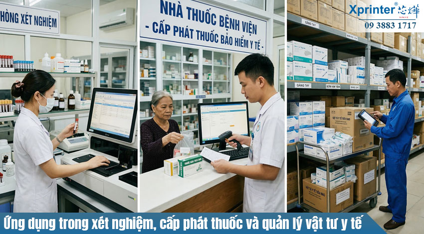 Ứng dụng trong xét nghiệm, cấp phát thuốc và quản lý vật tư y tế