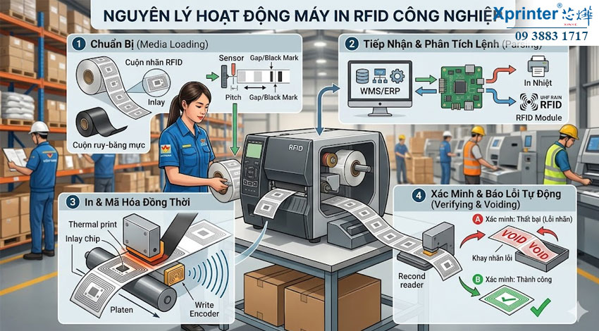 Nguyên Lý Hoạt Động Kỹ Thuật Của Máy In RFID Công Nghiệp